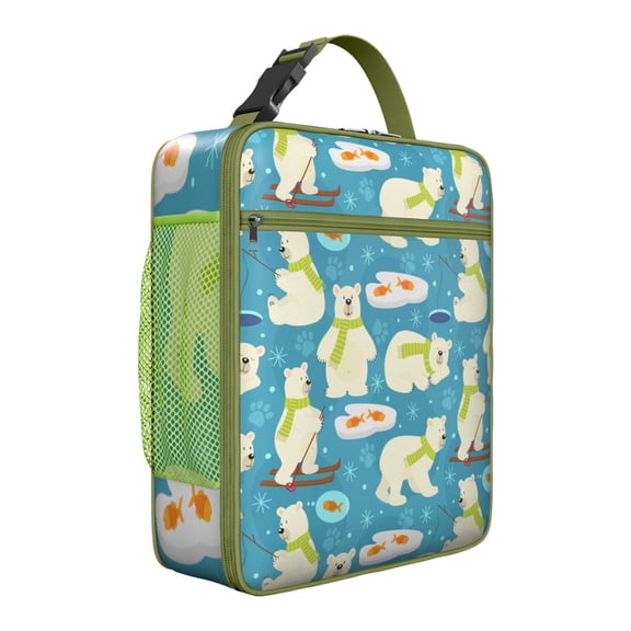 Bear Insulated Lunch Bag Box Teen Reusable Lunch Tote Bag with Front Pocket Lunch Box Containers Work Hiking