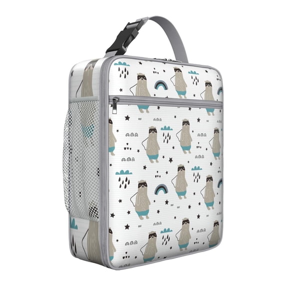Bear Insulated Lunch Box Women Reusable Lunch Bag with Front Pocket Portable Lunch Bag Work Camping