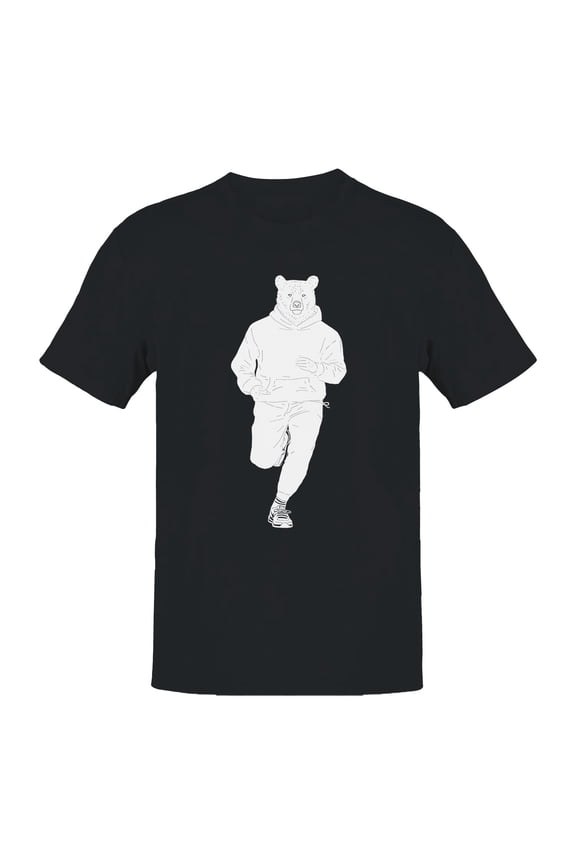 Bear Jogger Silhouette Design Men's T-shirt Black