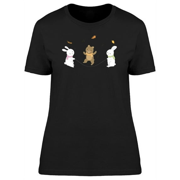 Bear Jumping Rope Doodle T-Shirt Women -Image by Shutterstock, Female Large