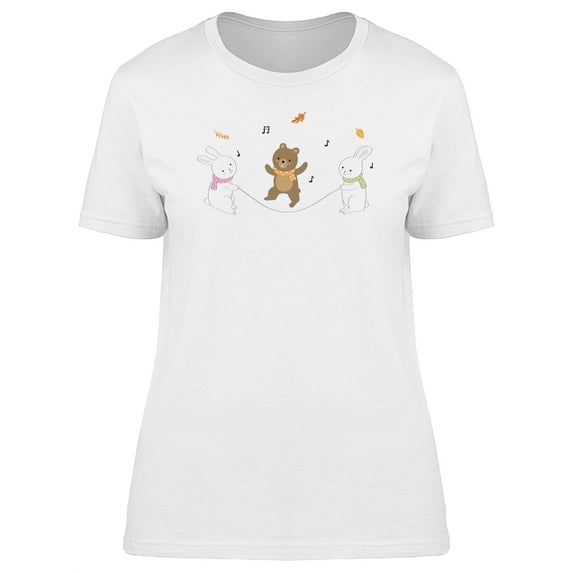 Bear Jumping Rope Doodle T-Shirt Women -Image by Shutterstock, Female Large