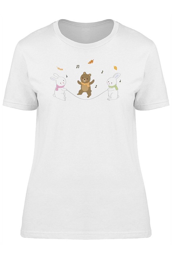 Bear Jumping Rope Doodle T-Shirt Women -Image by Shutterstock, Female Small