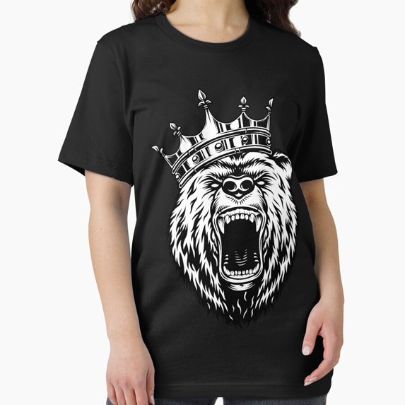 Bear King Wearing Crown Simple Animal Art Design Apparel Unisex T-Shirt ...