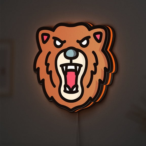 Bear LED Lightbox - Wild Mammal Animal Theme Decor, Custom Led Sign for Home Office Shop Decor (Width 12 inch, 30cm)