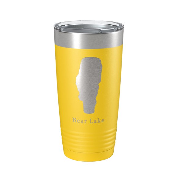 Bear Lake Map Tumbler Travel Mug Insulated Laser Engraved Coffee Cup Idaho 20 oz Yellow