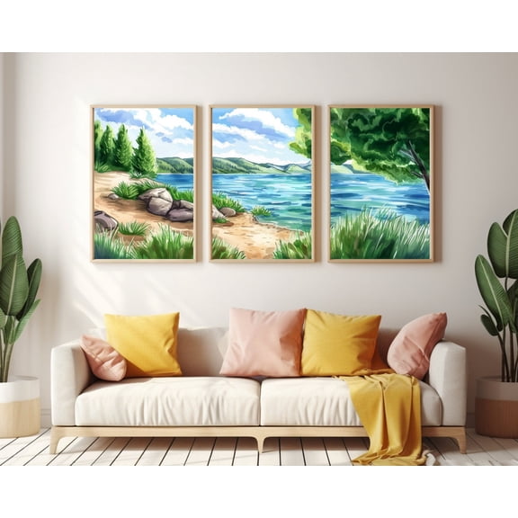 Bear Lake Poster Utah Idaho Scenic Wall Art Mountain Landscape Decor American Nature Poster Outdoors Artwork, Poster Only
