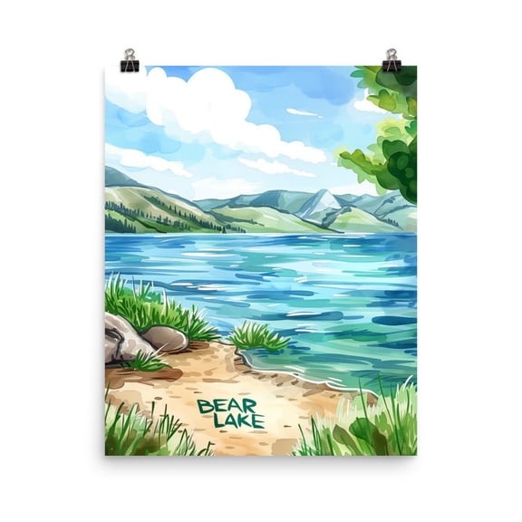 Bear Lake Print, Utah Idaho Scenic Wall Art, Mountain Lake Landscape Print, Rustic Cabin Decor, Outdoors Nature Travel Artwork Home Decor #83, Unframed Poster Size 8x12