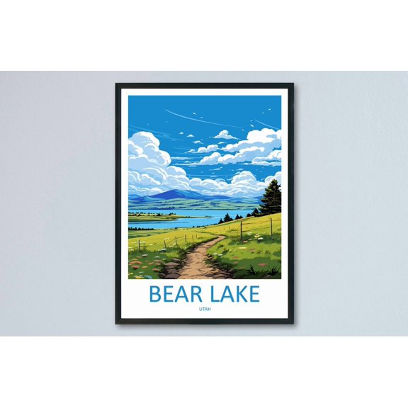 Bear Lake Travel Print Wall Art Bear Lake Wall Hanging Home Décor Bear Lake Art Lovers Utah Art Lover Gift, Poster Only