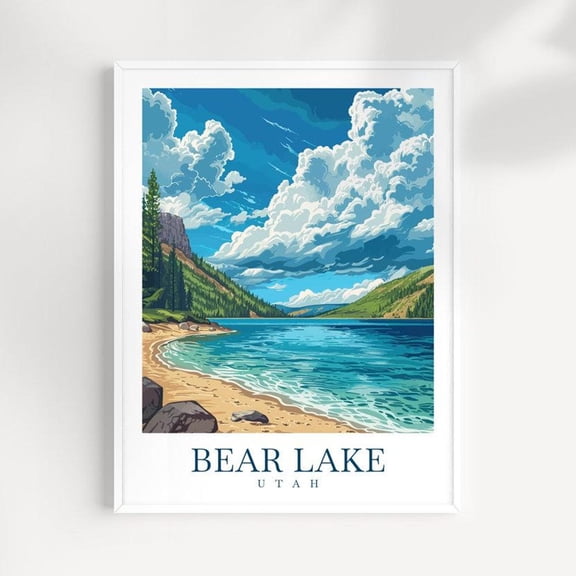 Bear Lake Utah Scenic Travel Wall Art Print, Lakeside Home Decor