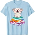 thumbnail image 1 of Bear Librarian Reading Books Koala Softstyle Unisex T-Shirt,Light Blue Color,Size YM, 1 of 5