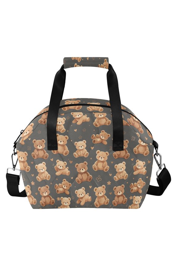 Bear Line Flower Insulated Lunch Bag for Women Leakproof Reusable Cooler Lunch Box with Adjustable Shoulder Strap Portable Tote Bag for Work Picnic Travel