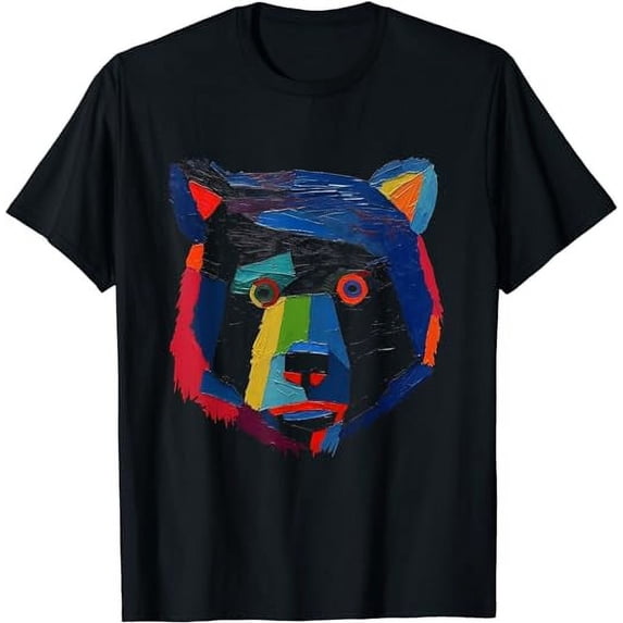 Bear Lover Artwork | Colorful Art Animal Motif Bear T-Shirt