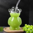 thumbnail image 1 of Bear Lovers Glass Cold Cup, Green Knit-Style Lid & Removable Straw, Durable Tumbler for Iced Drinks, 1 of 8