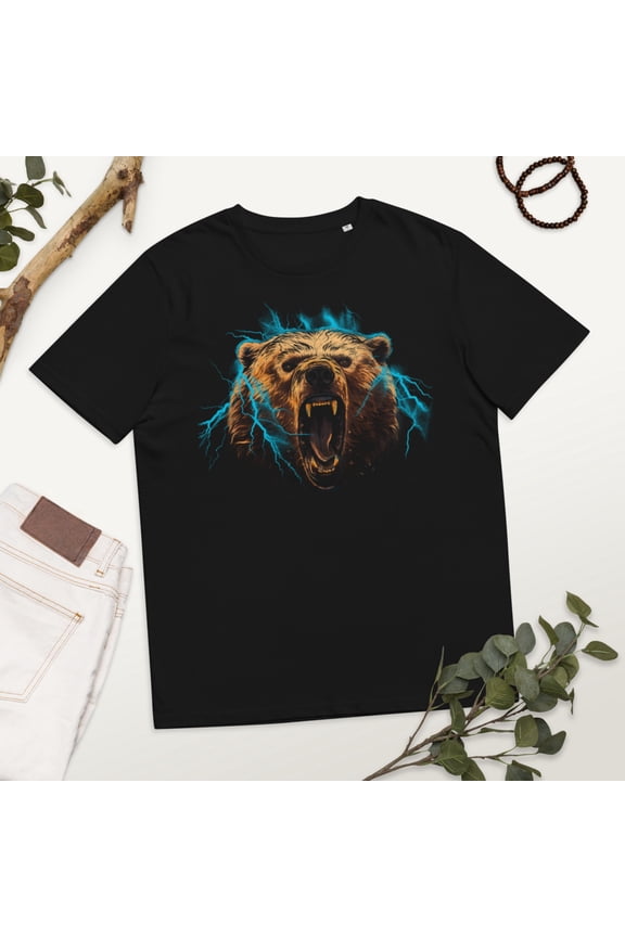 Bear Lovers Outdoor Hiker Camping Novelty Apparel Unisex organic cotton t-shirt (Black, XL)
