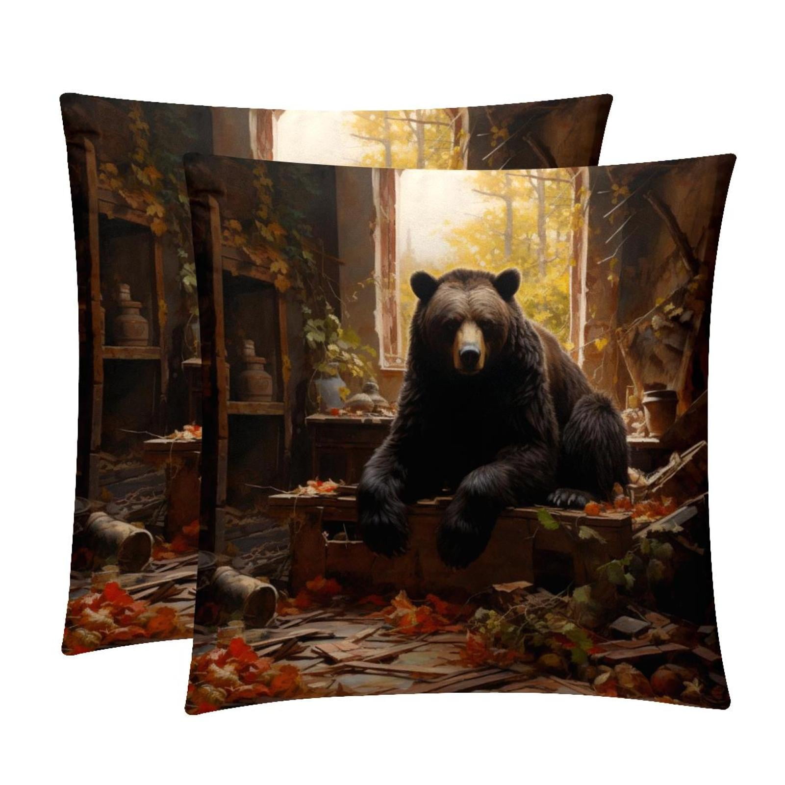 Bear Luxurious Velvet Decorative Pillows Covers Set of 2 Throw Pillow