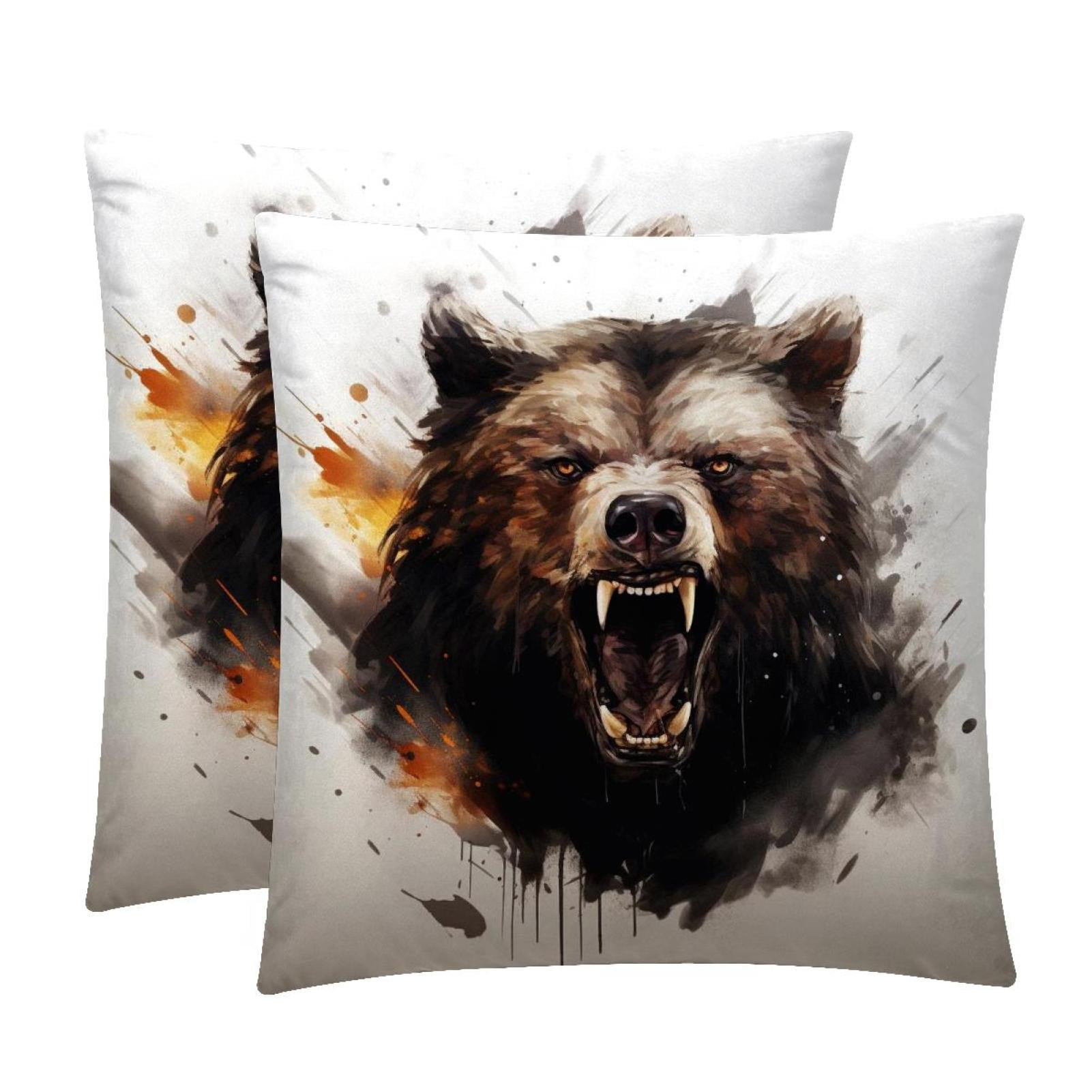 Bear Luxurious Velvet Throw Pillow Covers Set of 2 for Chair