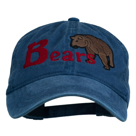 Bear Mascot Embroidered Washed Cap - Navy OSFM