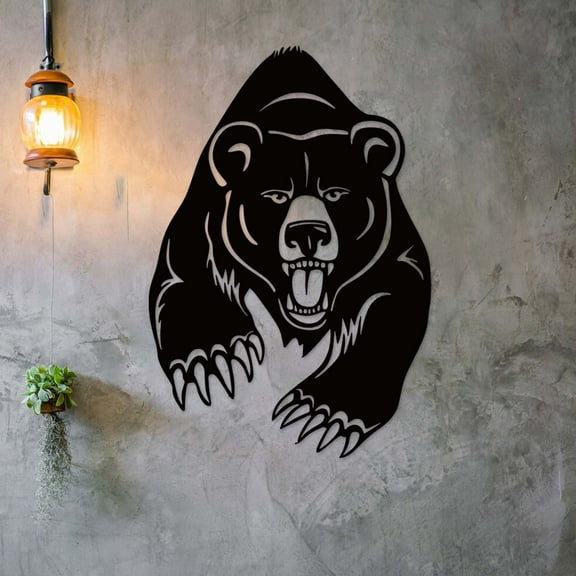 Bear Metal Wall Decor, Black Bear Metal Wall Art for Door and Wall, Modern Style with Sturdy Iron Material, Easy to Decorate and Install, Adds Character to Home, Perfect for Nature Lovers