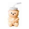 thumbnail image 1 of Bear Milk Tea Cup Disposable Plastic Beverage Cup with Lid Cute Animal Cartoon Party Picnic Home Drink Spill-Proof Eco-Friendly Multiscene Use Lemon Fruit Juice Coffee Teatime Gift, 1 of 4