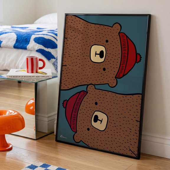Bear Minimum Wall Art Print, Playful Minimalist Animal Illustration And Contemporary Bedroom Decor