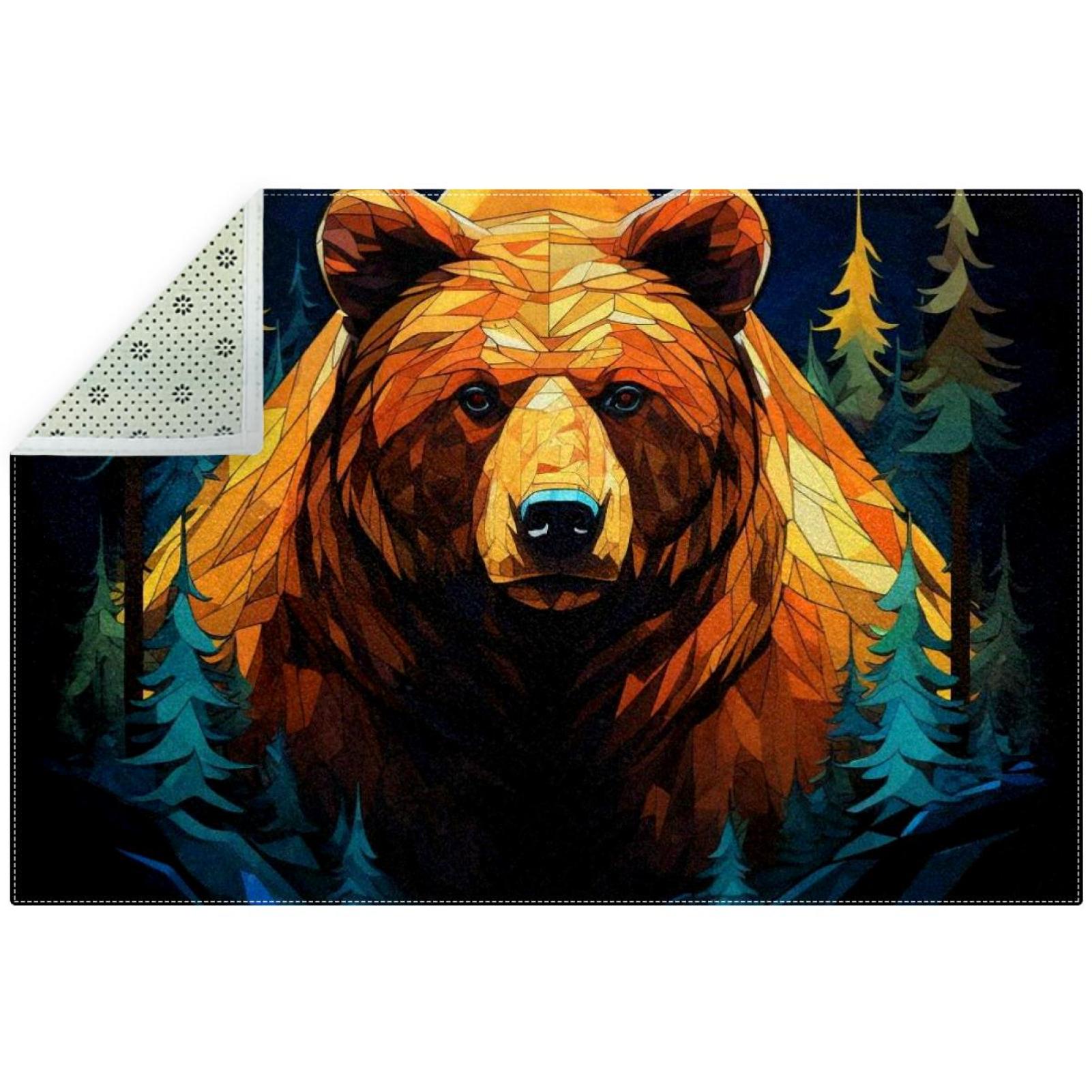 Bear Modern Polyester Area Rug - Stylish Floor Mat for Living Room ...