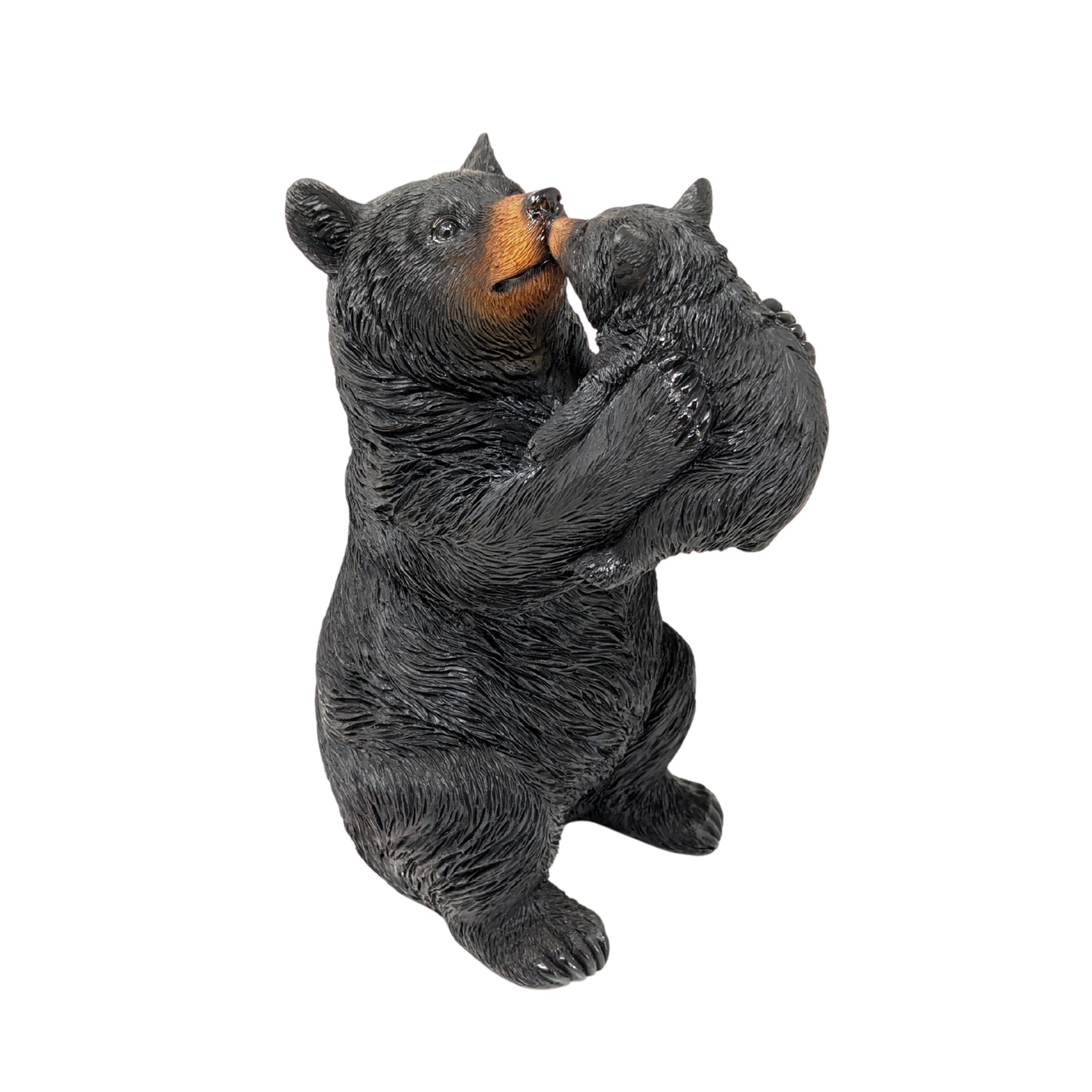 Bear Mom Holding Baby Figurine – Resin Wildlife Sculpture for Cabin ...