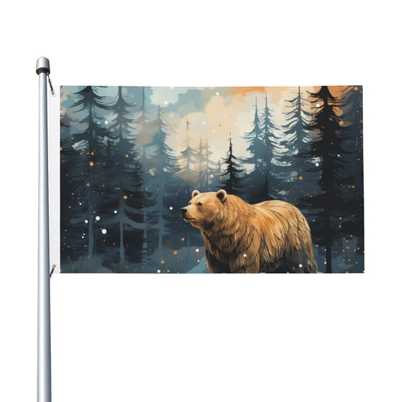 Bear Moose Rustic Wood Flag 3X5 Ft Garden Yard House Flags Banner Sign Outdoor Indoor Party Home Garden Decoration