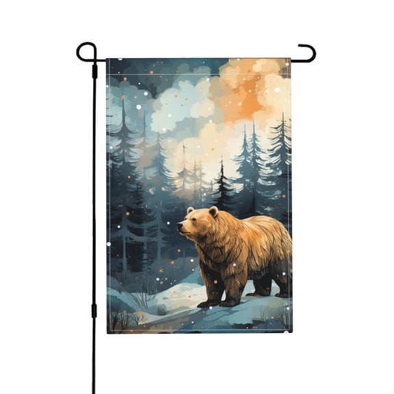 Bear Moose Rustic Wood Garden Flag Outdoor House Flags 12 X 18 Inch Banner Yard Home Decoration