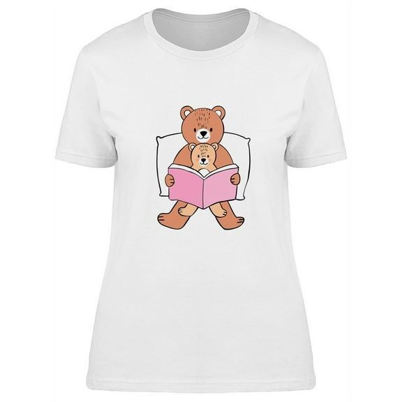 Bear & Mother Reading Book T-Shirt Women -Image by Shutterstock, Female Small