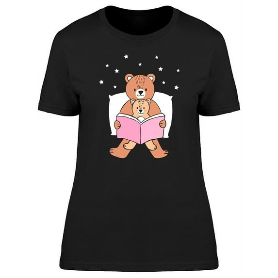 Bear & Mother Reading Book T-Shirt Women -Image by Shutterstock, Female Small