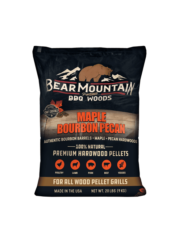 Bear Mountain 100% Natural Maple Bourbon Pecan Premium BBQ Wood Pellets 20 lbs., 1 Bag