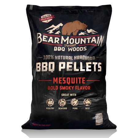 Bear Mountain All Natural Mesquite BBQ Pellets with Smoky Flavor, 33 Pounds