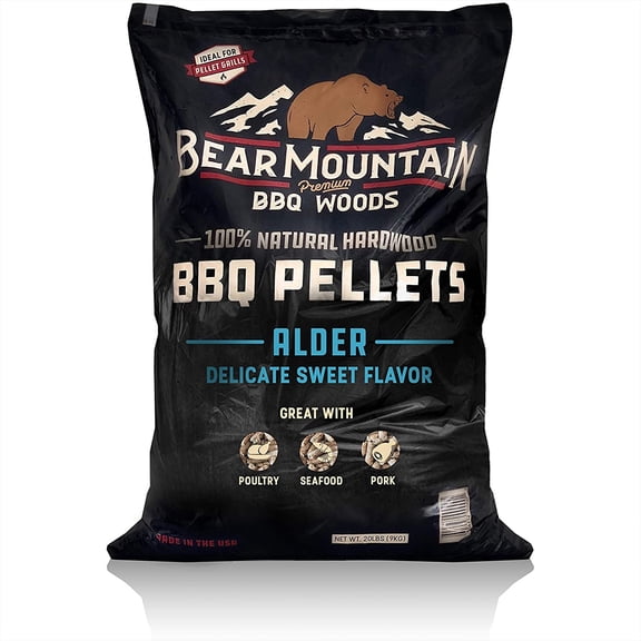 Bear Mountain BBQ 100% Natural Hardwood Alder Flavor Pellets, 20 Pounds