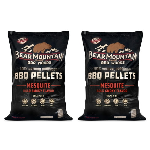 Bear Mountain 2-Pack All-Natural Mesquite BBQ Wood Pellets for Smoker and Grill, 20 lb Bag