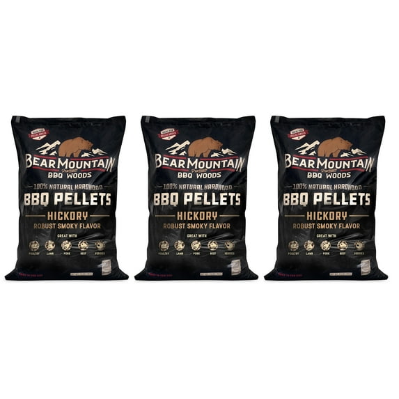 Bear Mountain BBQ All-Natural Hardwood Hickory Smoker Pellets (3 Pack)