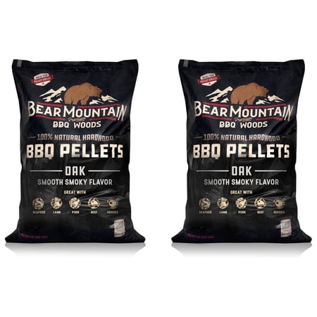 Bear Mountain BBQ 20 Lbs All Natural Hardwood Oak Smoker, Grill & BBQ Pellets, 2 Pack
