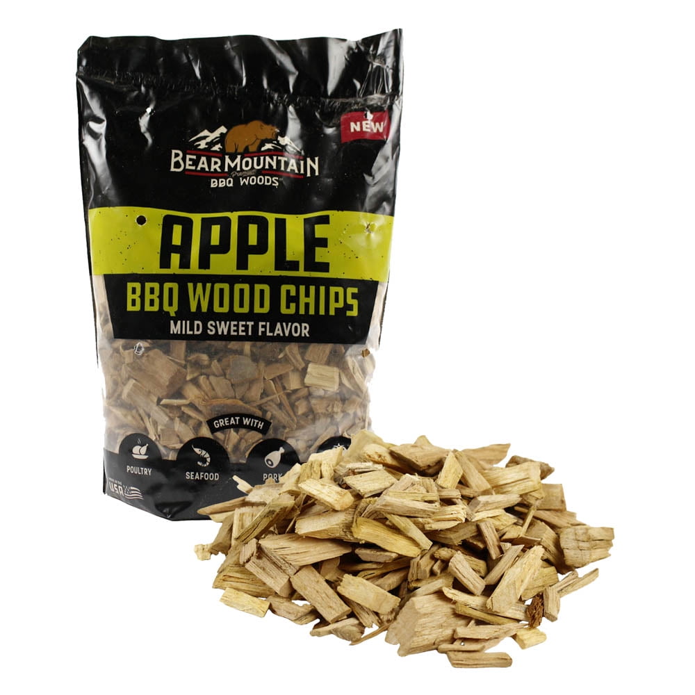 Bear Mountain Premium BBQ Woods Apple BBQ Wood Smoker Chips, 192 Cu in, 100% All-Natural Hardwood