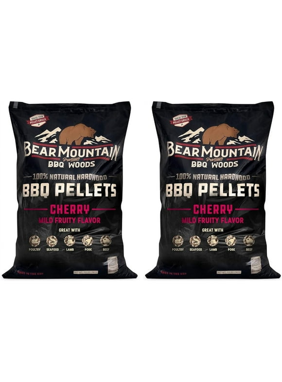 Bear Mountain BBQ FK13 Premium All-Natural Hardwood Mild and Fruity Cherry BBQ Smoker Pellets for Outdoor Grilling, 20 Pounds 2 Pack
