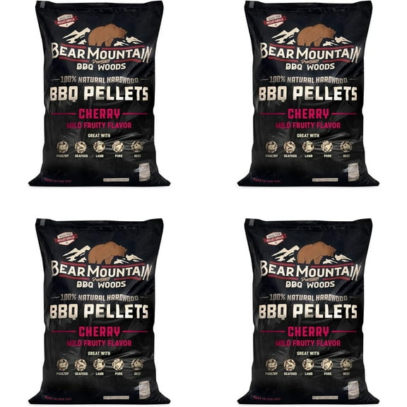 Bear Mountain BBQ FK13 Premium All-Natural Hardwood Mild and Fruity Cherry BBQ Smoker Pellets for Outdoor Grilling, 20 Pounds 4 Pack