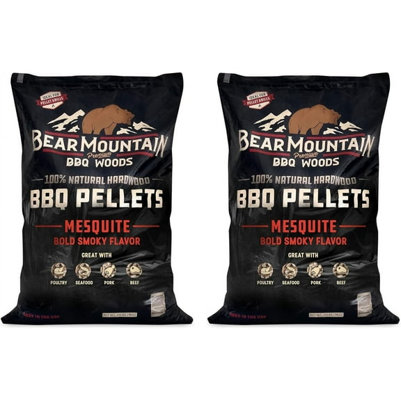 Bear Mountain BBQ FK17 Premium 20 Pounds All Natural Hardwood Mesquite BBQ Hardwood Smoker Pellets for Outdoor Electric Grilling and Smokers 2 Pack
