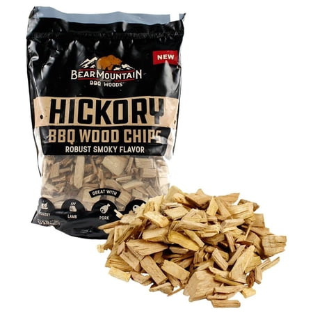 Bear Mountain BBQ All-Natural Hickory BBQ Wood Chips for Outdoor Grills, 2 lb Bag