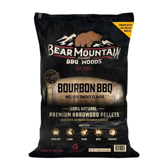 Bear Mountain Bourbon BBQ Premium Hardwood Grill Wood Pellets, 40 lbs