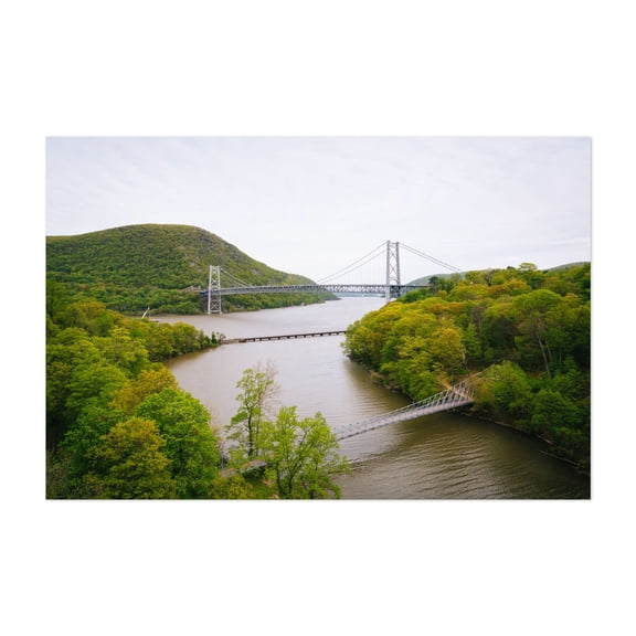 Bear Mountain Bridge - New York Photography Bridge Landscape Nature Scenic Forest Travel Poster Unframed Wall Art Print 4 x 6 inches
