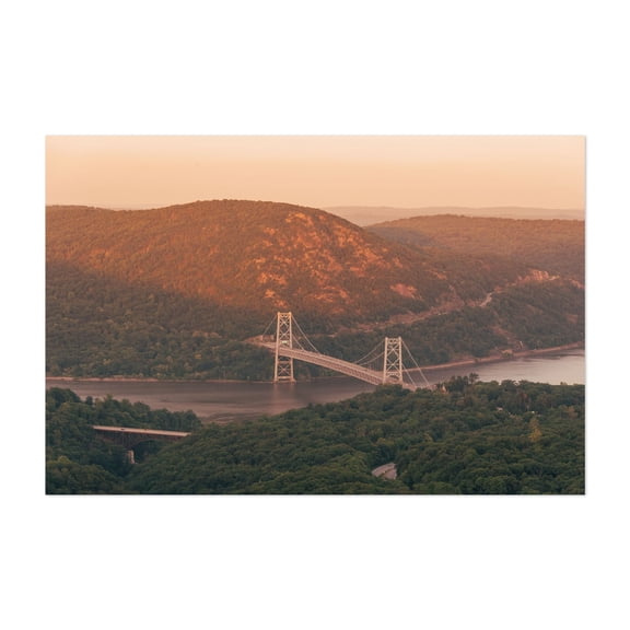 Bear Mountain Bridge from Popolopen Torne 01 - New York Photography Bridge Landscape Mountain Nature Scenic Sunset Unframed Wall Art Print 40 x 60 inches
