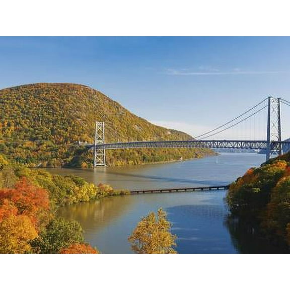 Bear Mountain Bridge spanning the Hudson River, Botanical Scenic Seasons Unframed Photographic Print Wall Art by Rudy Sulgan Sold by ArtCom