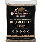 Bear Mountain FK14 Premium All Natural Low Moisture Hardwood Smoky Hickory BBQ Smoker Pellets for Outdoor Grilling, 20 Pound Bag 3 Pack