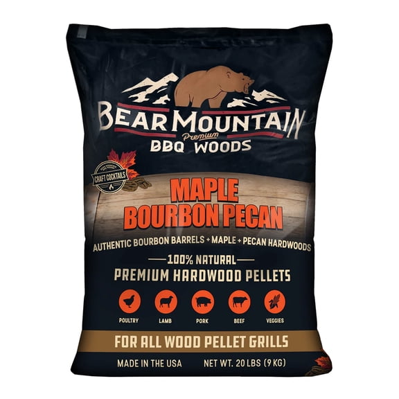 Bear Mountain Maple Bourbon Pecan Premium BBQ Wood Pellets, 20 lbs