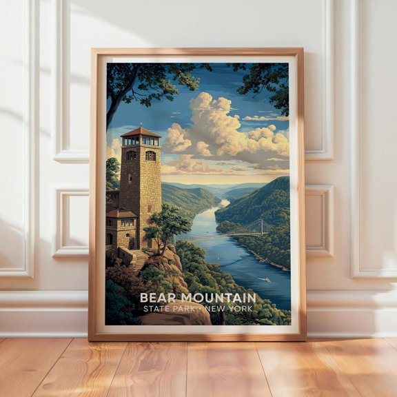 Bear Mountain State Park Vintage Travel New York Landscape Poster Unframed Paper Print