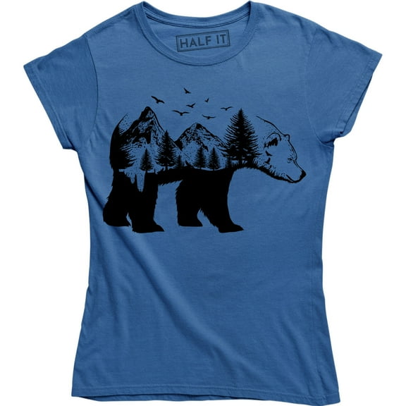 Bear Mountain Tree Nature Women Outdoor Hiking Camping Climbing T-Shirt