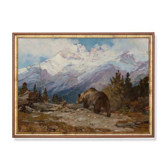 Bear Mountain Wildlife Landscape Rustic Landscape Wall Art Decor Unframed Paper Print